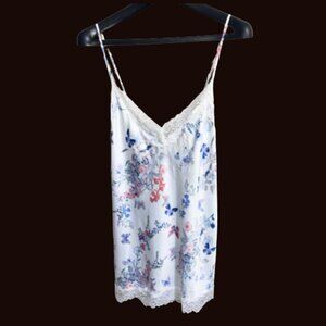 In Bloom by Jonquil Floral Butterfly Print Chemise with Lace Trim Size 2X Ivory